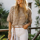 Taupe Striped Knit Top