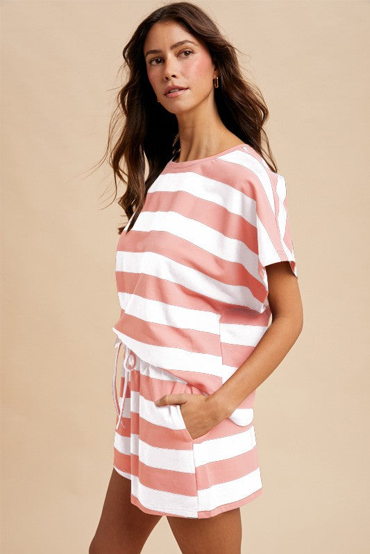 Ivory/Pink AnnieWear Short Set