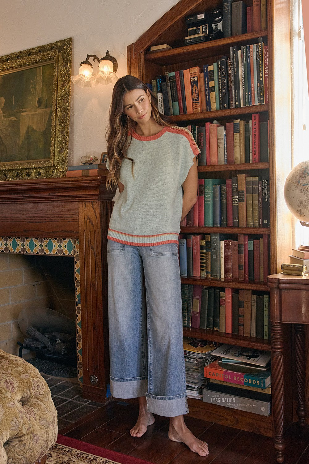 Comfort Stretch Wide Leg Cuff Jean