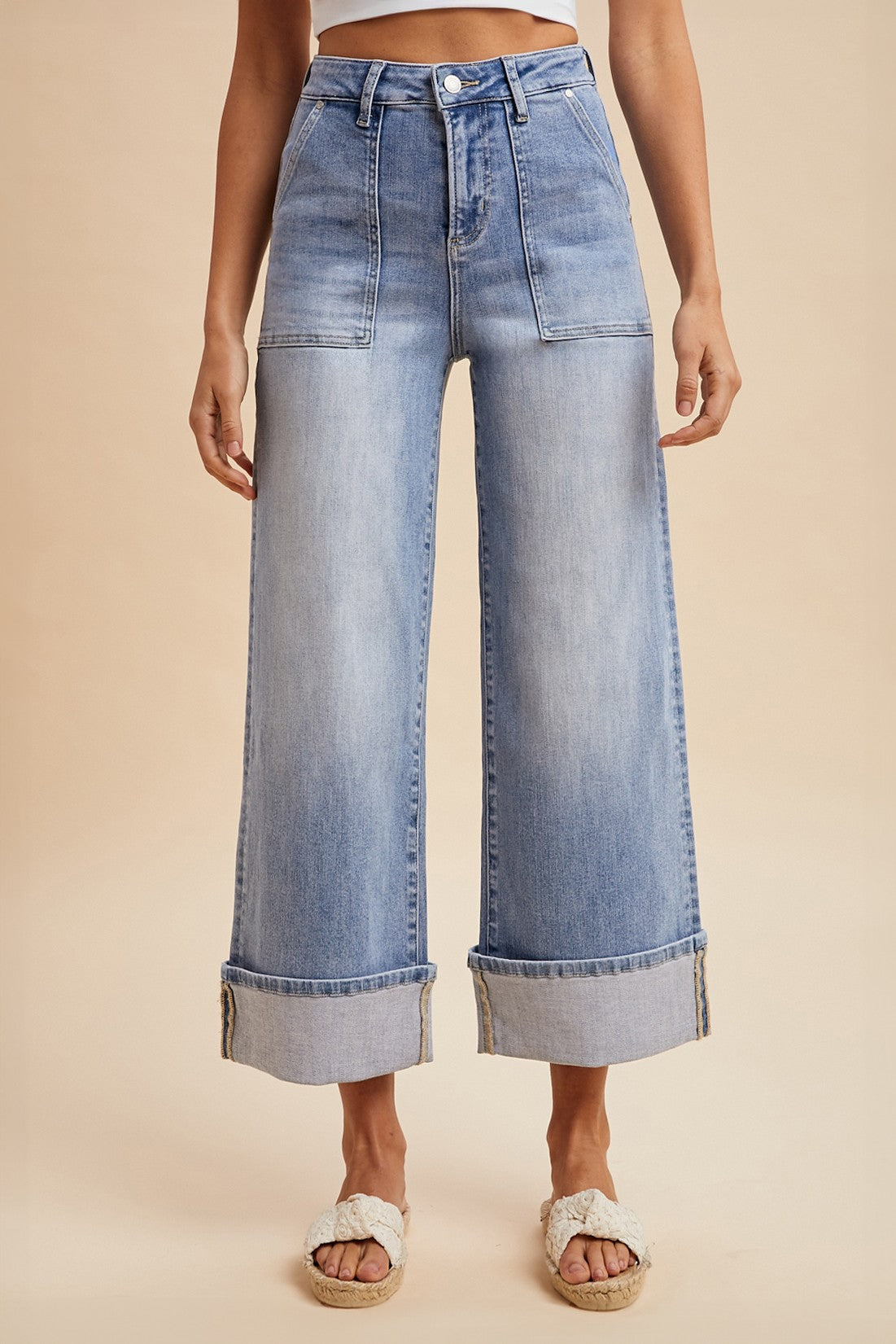Comfort Stretch Wide Leg Cuff Jean