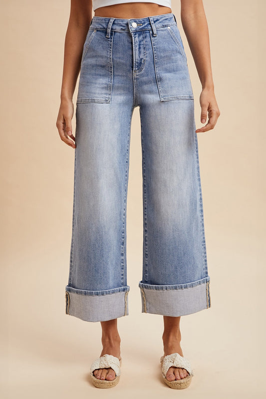 Comfort Stretch Wide Leg Cuff Jean