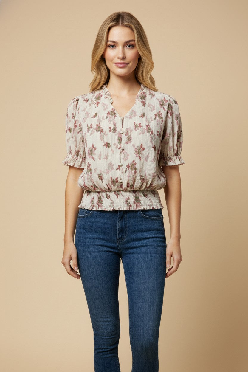 Floral Smock Hem Top