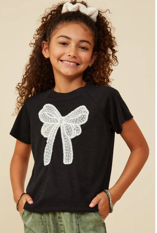 Hayden Girl Pearl Bow Tee