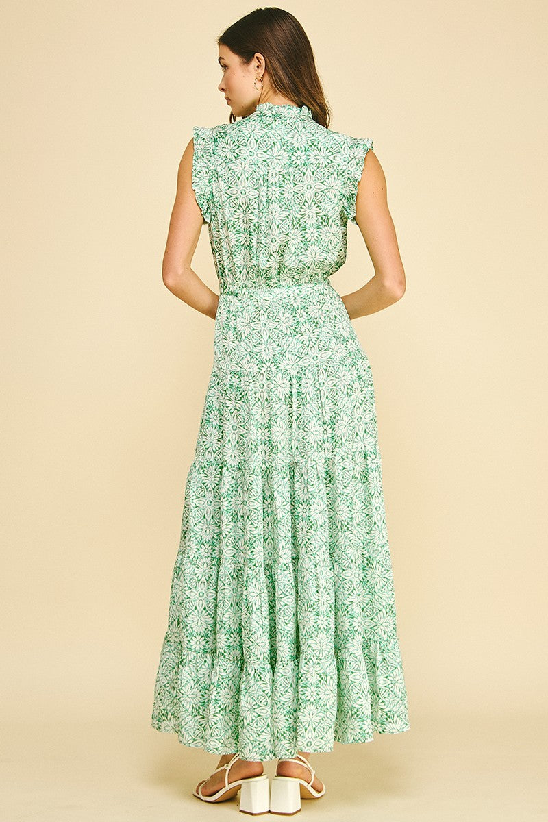 Mint Floral Tiered Maxi