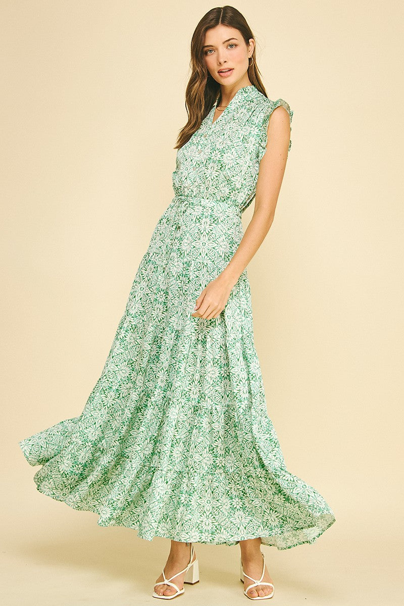 Mint Floral Tiered Maxi