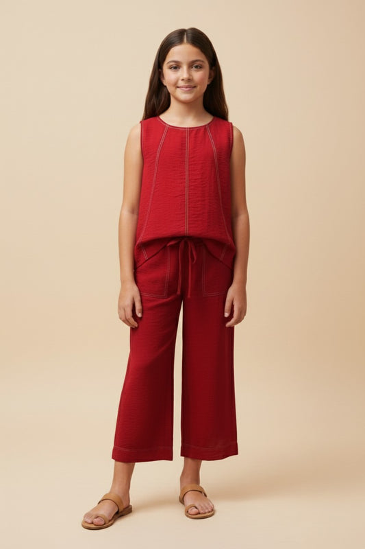Hayden Girls Red Pants Set Red