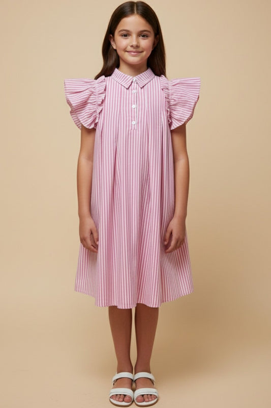 Hayden Girls Pleated Pinstripe Dress