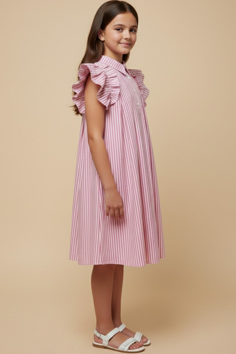 Hayden Girls Pleated Pinstripe Dress