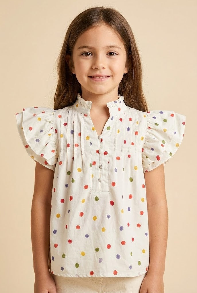 Hayden Flutter Sleeve Polka Dot Top