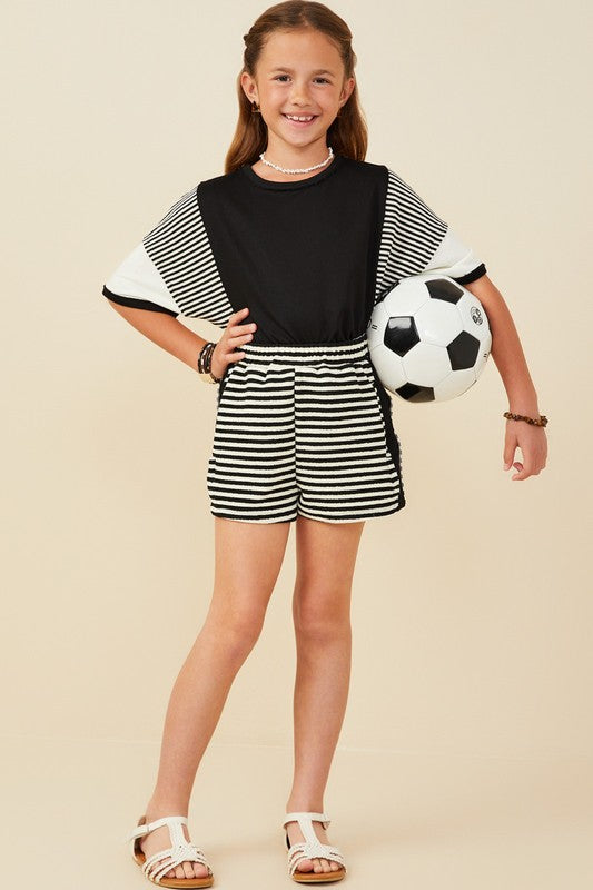 Girls Black Stripe Set
