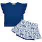 Kids Lilac Fr Terry Top & Flower Skort Set