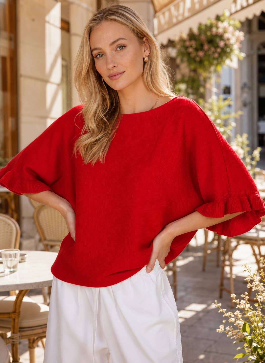 Ruffle Accent Sweater Top