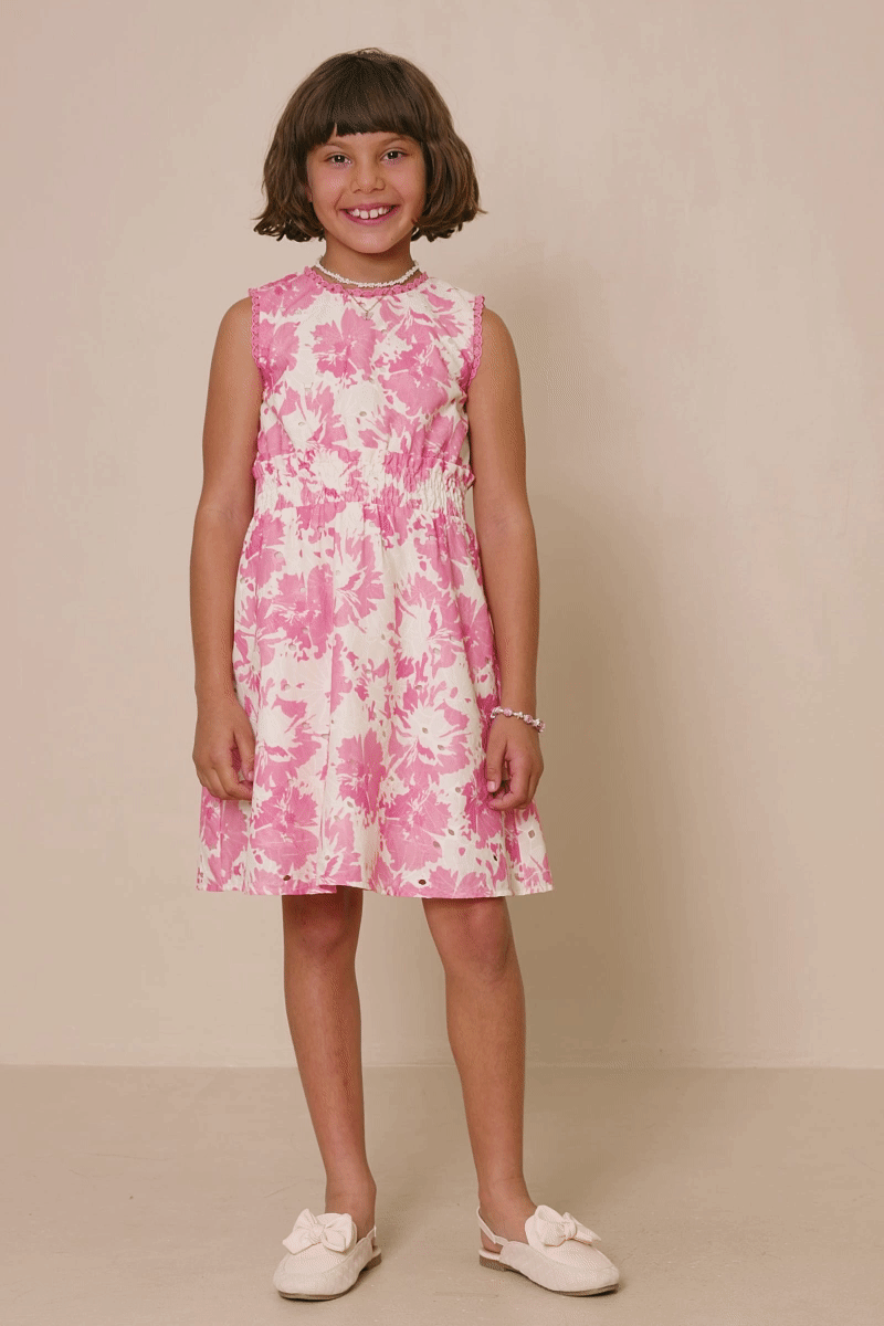 Girls Pink Floral Dress