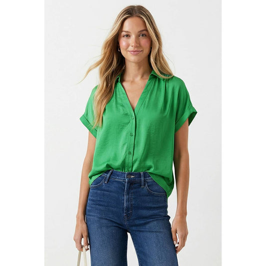 Short Sleeve Satin Blouse