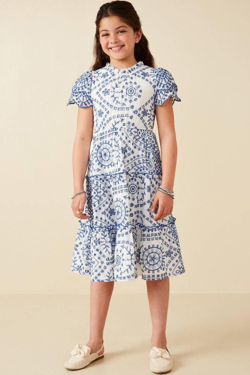 Girls Blue Floral Midi Dress
