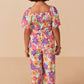 Girls Vivid Floral Jumpsuit