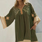 SS Embroidered Plunge Neck Mini Dress