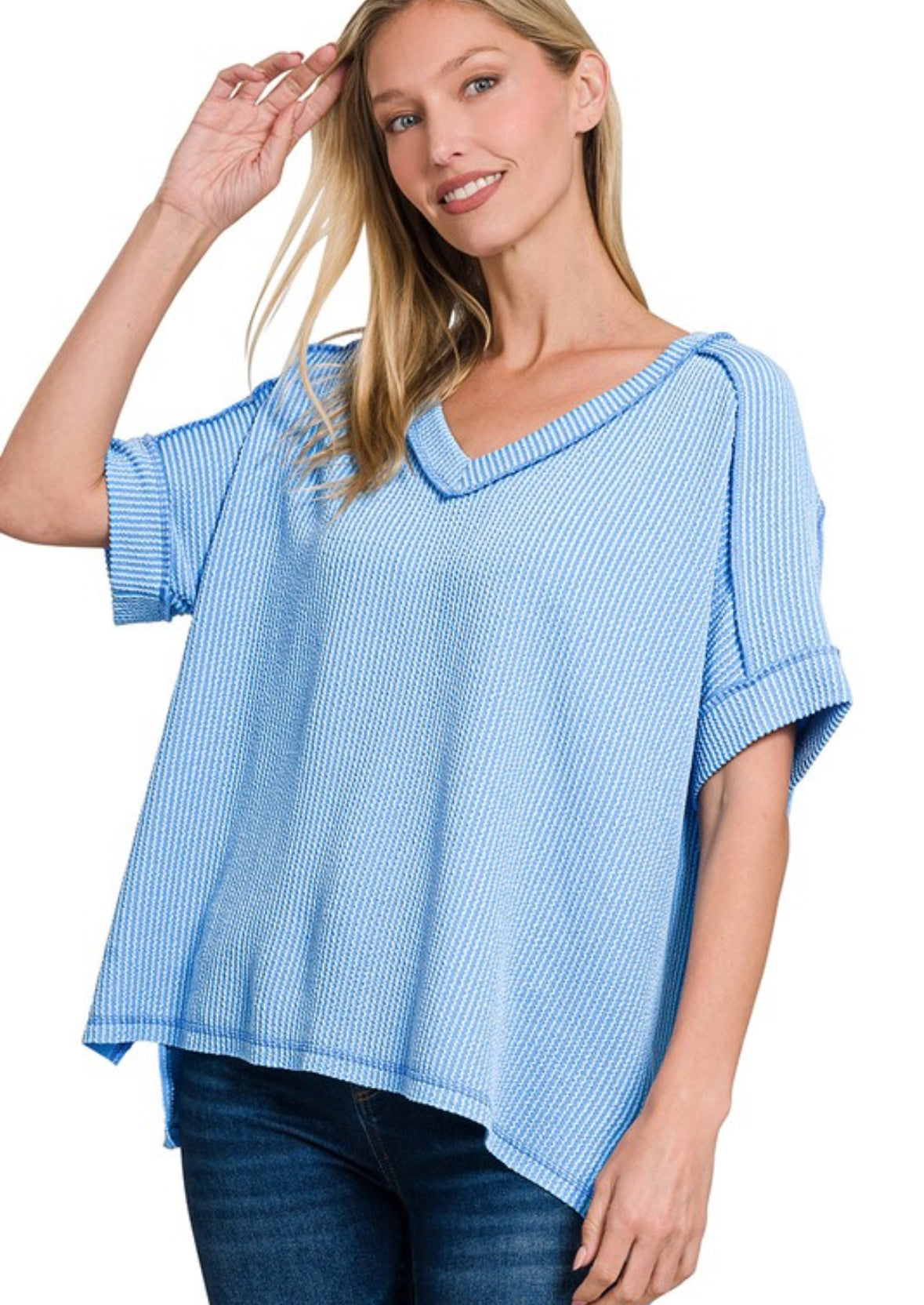 Ribbed V-Neck Tee