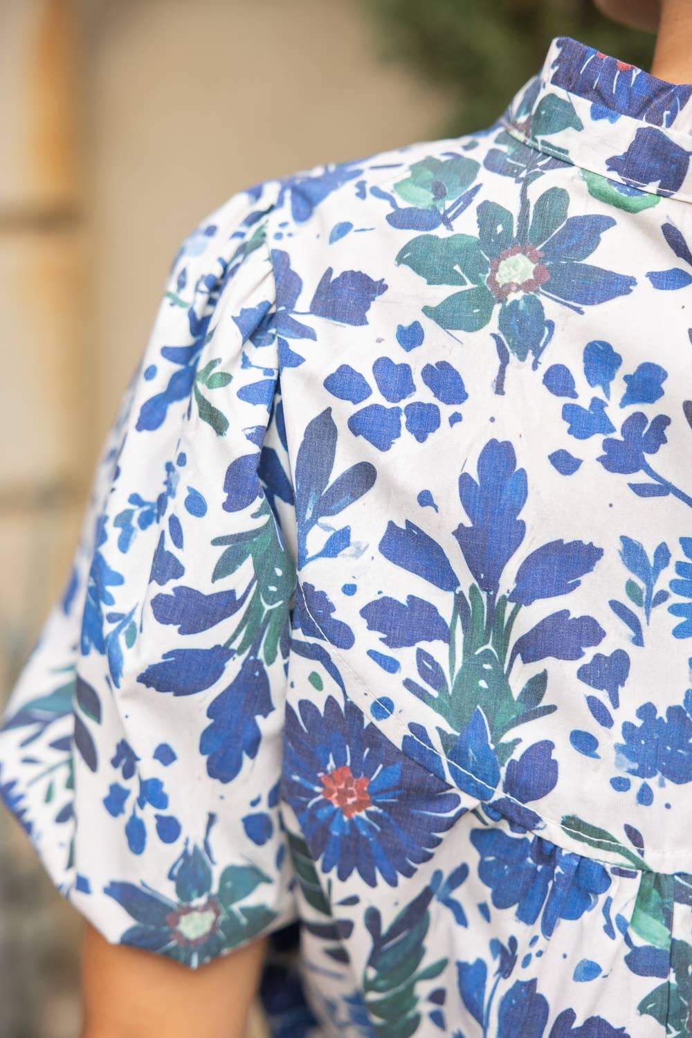 Blue Floral Print Top