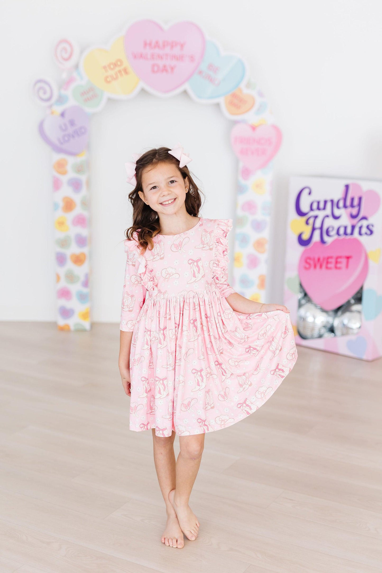 MR Howdy 3/4 Sleeve Ruffle Twirl Dress