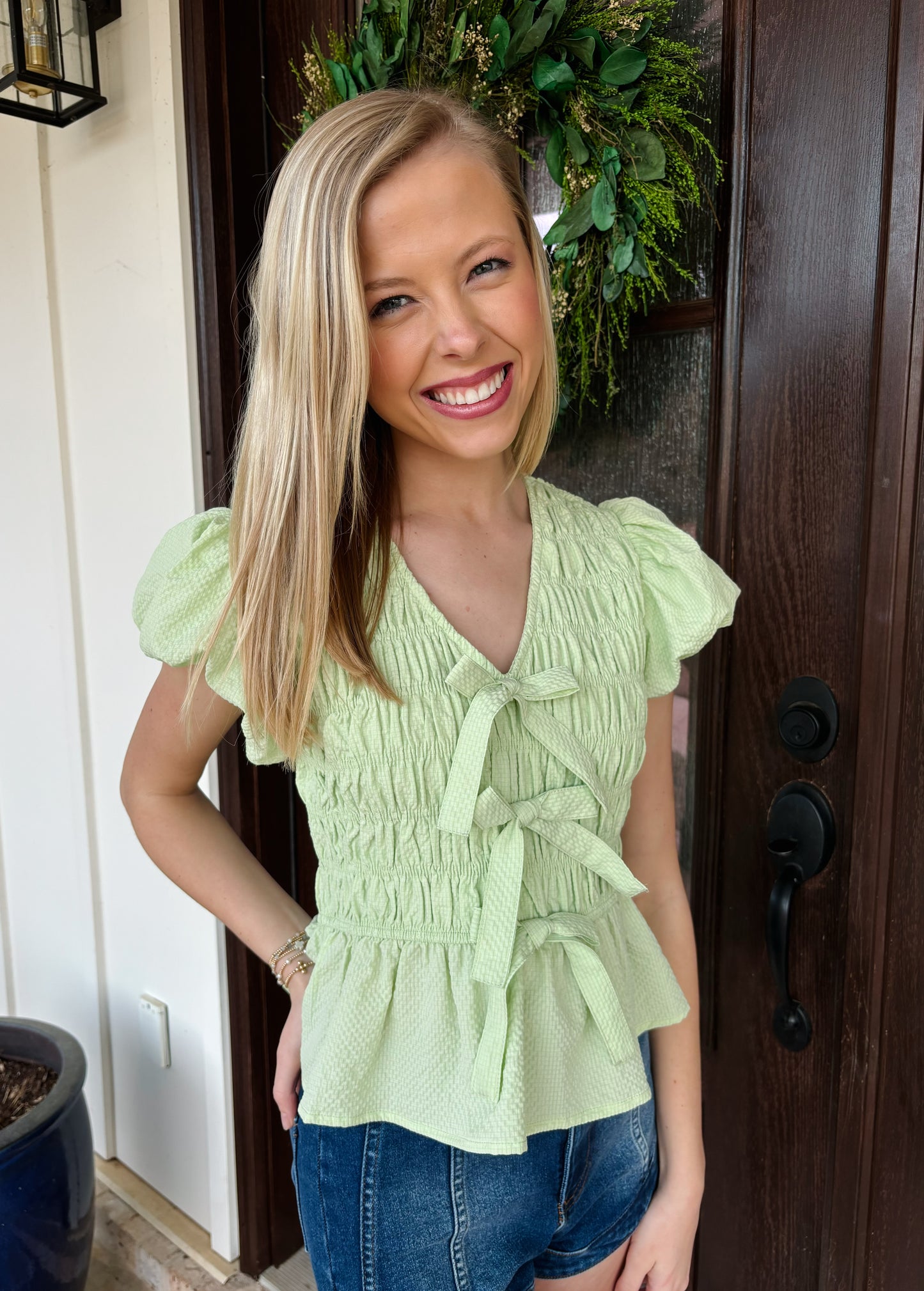 Smocked Lime Blouse