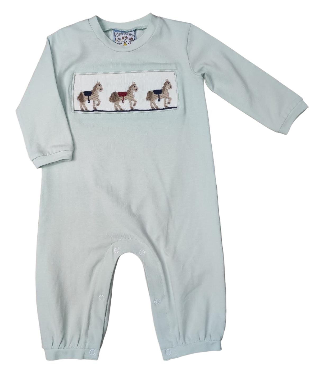 Three Sisters Horse Smocked Boys Romper