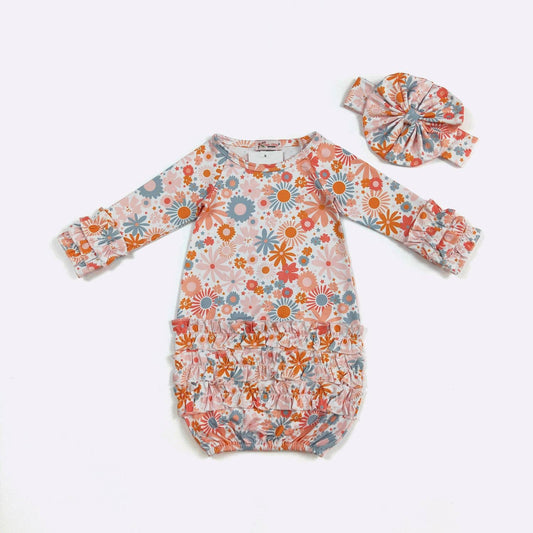 Peach Dreamscape Baby Gown