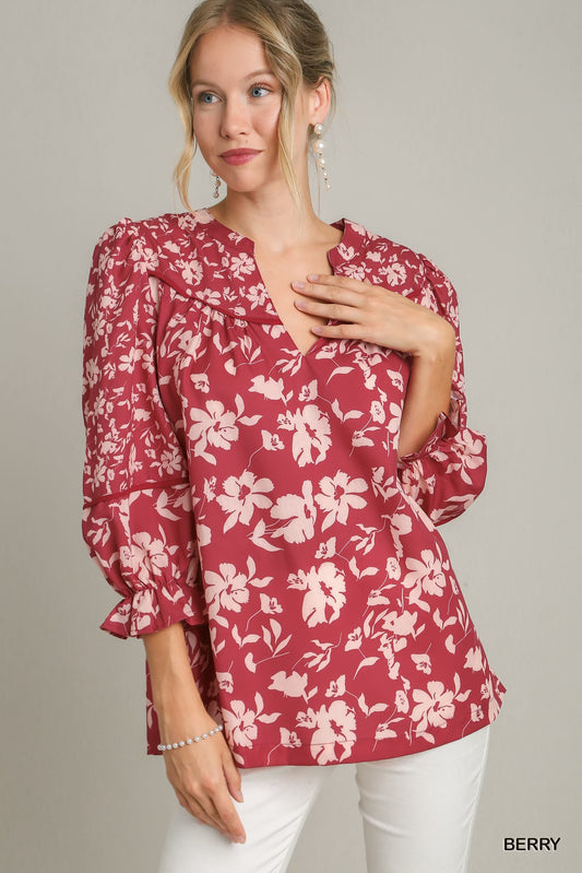 Berry Floral Top