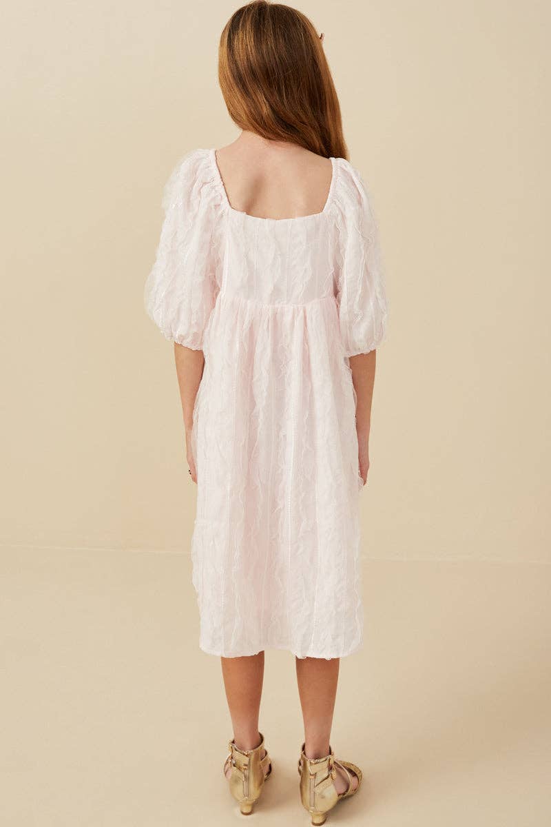 Girls Pink Ruffled Mesh Dress