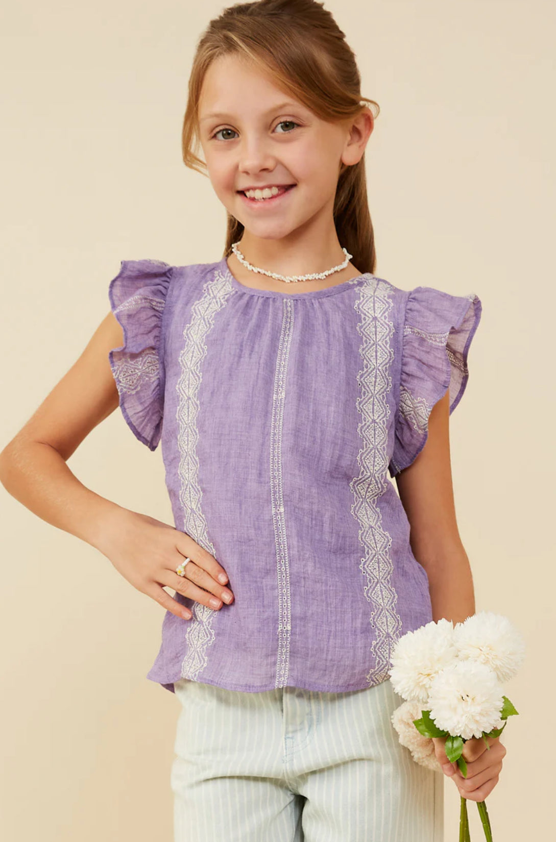 Hayden Girl Lavender Ruffle Top