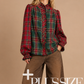 Mixed-Tartan Plaid Blouse