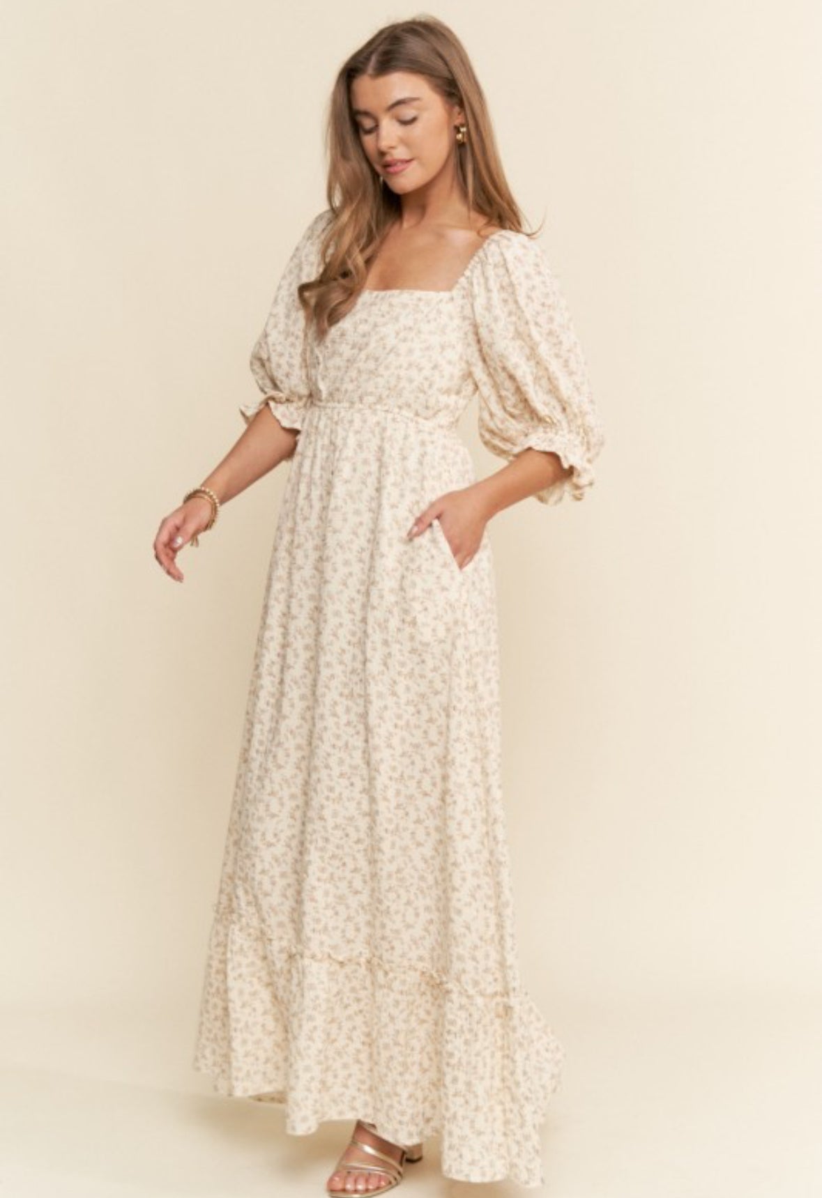 Neutral Floral Dress