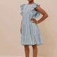 Girls Blue Embroidered Lace Dress