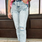 Risen Boyfriend Jeans with Roll Hem