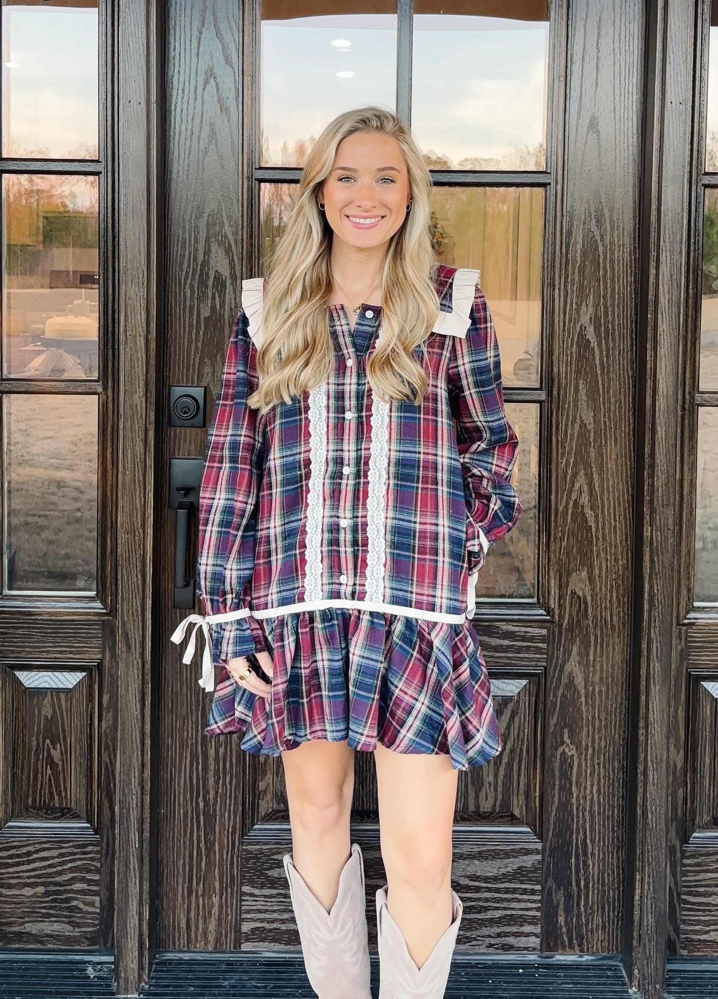 Plaid Trim Dress