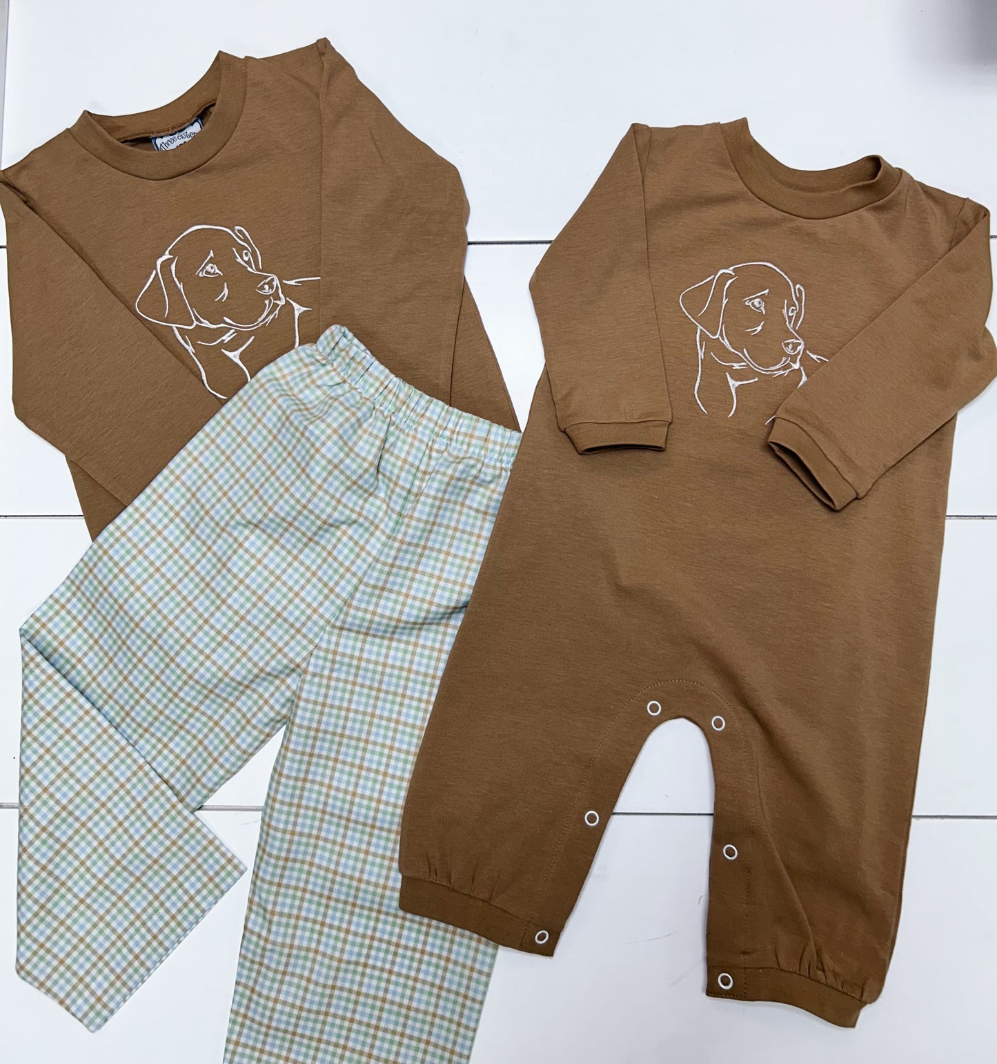 Three Sisters Lab Embroidery Boys Romper