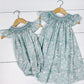 Marie Teal Floral Smocked Dress