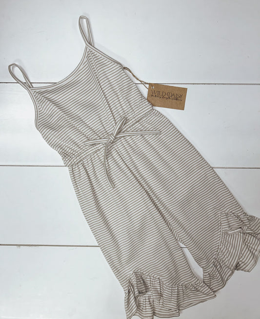 Taupe Striped Romper