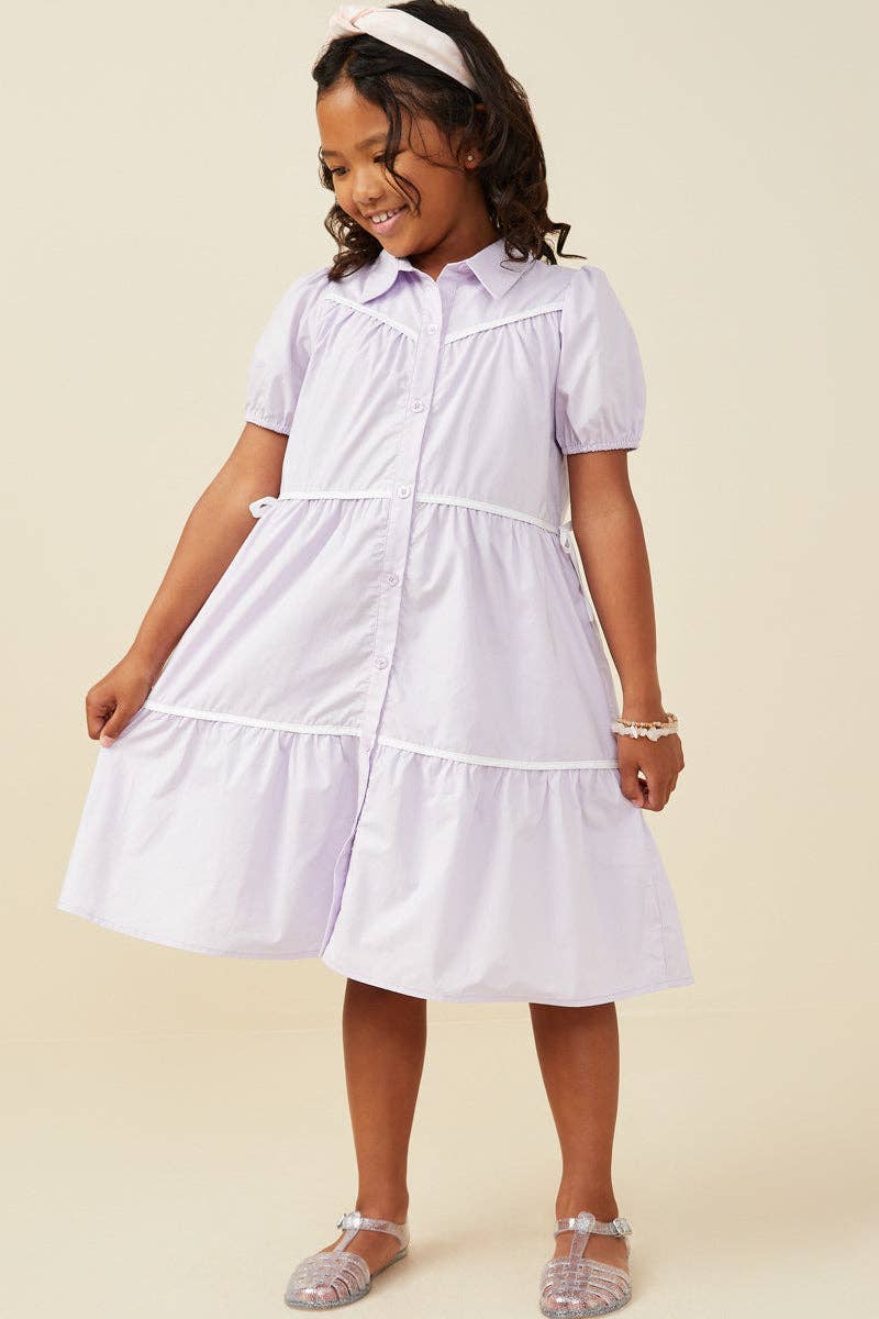 Girls Lavender Collared Dress
