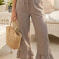 Gingham Ruffled  Cropped Pants