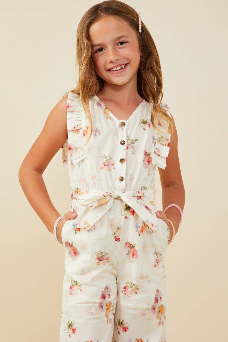 Girls Floral Jumpsuit