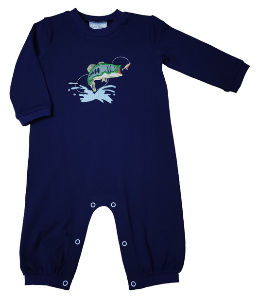 Three Sisters Bass Fish Appliqué Romper