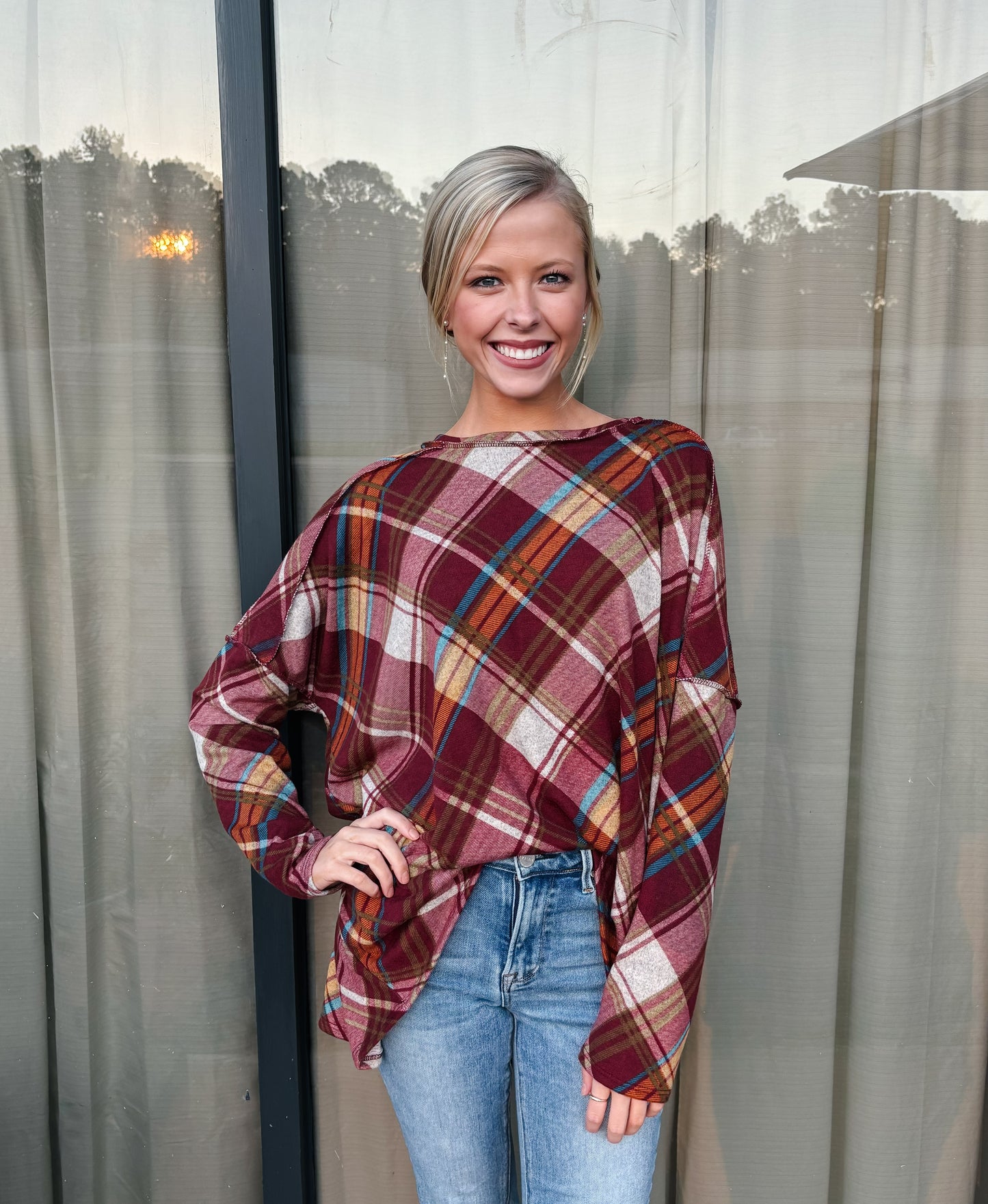 Feeling the Fall Plaid Puff Sleeve