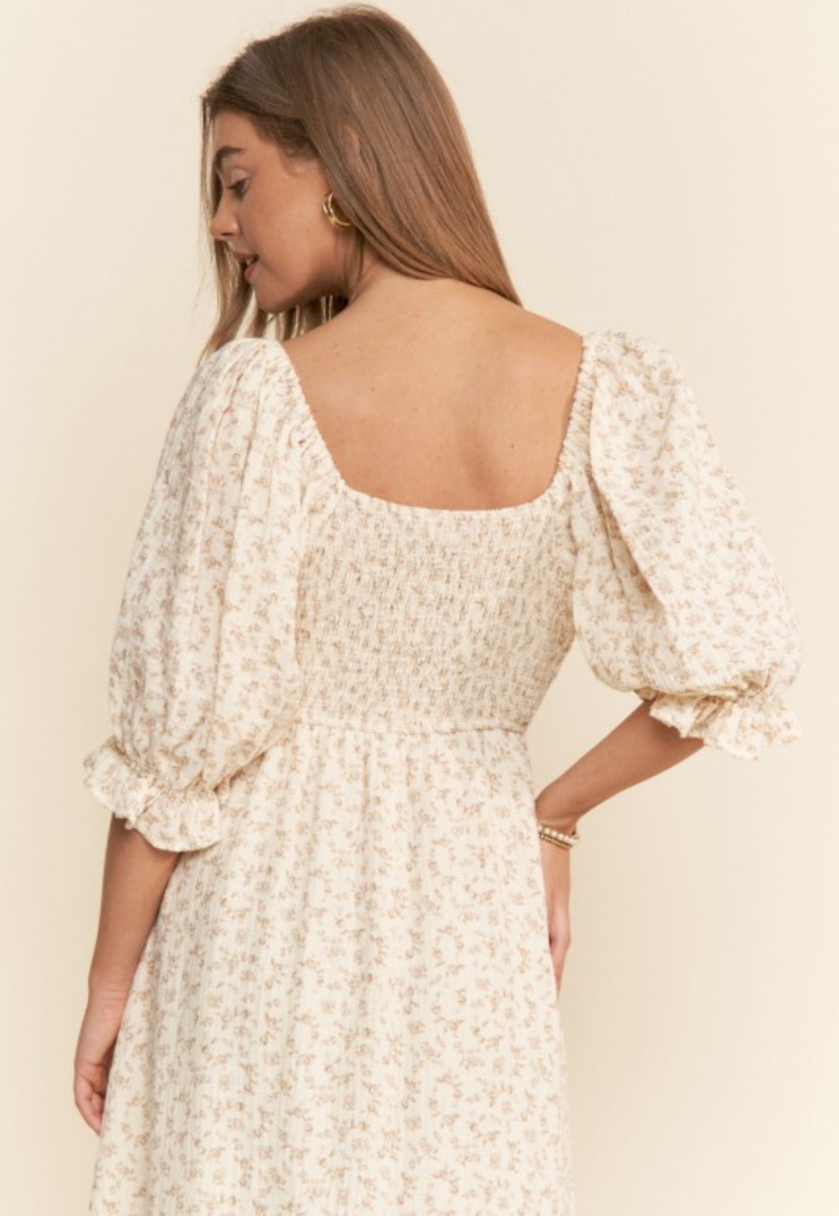 Neutral Floral Dress