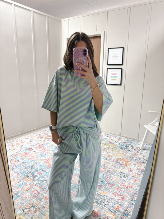 Striped Knit Top and Pants Set