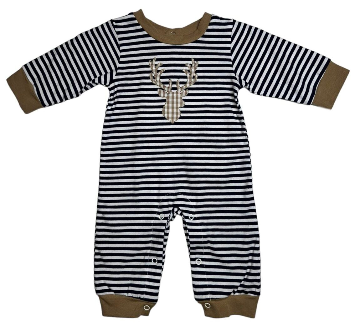 Three Sisters Deer Appliqué Boys Romper