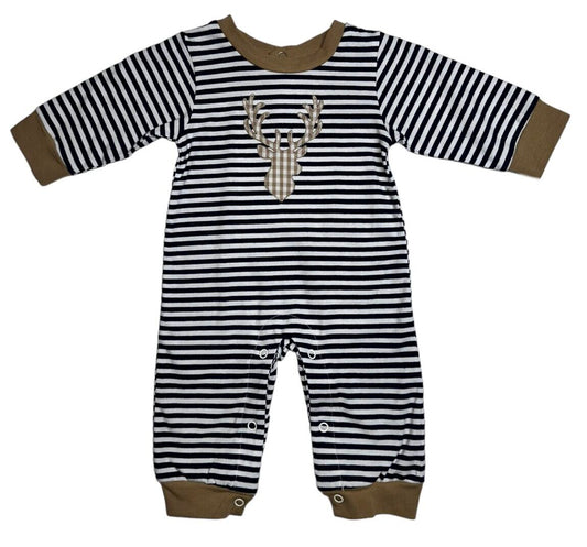 Three Sisters Deer Appliqué Boys Romper