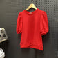 Crew Neck Short Puff Sleeve