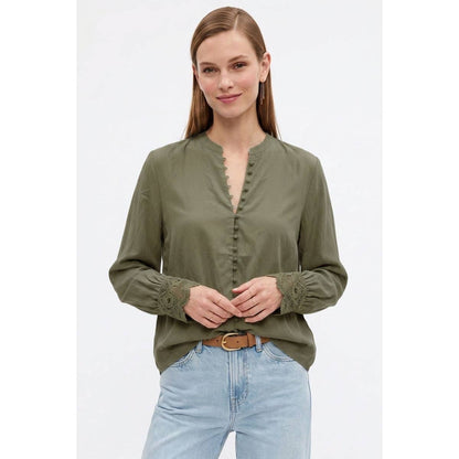 Lace Cuff Olive Top