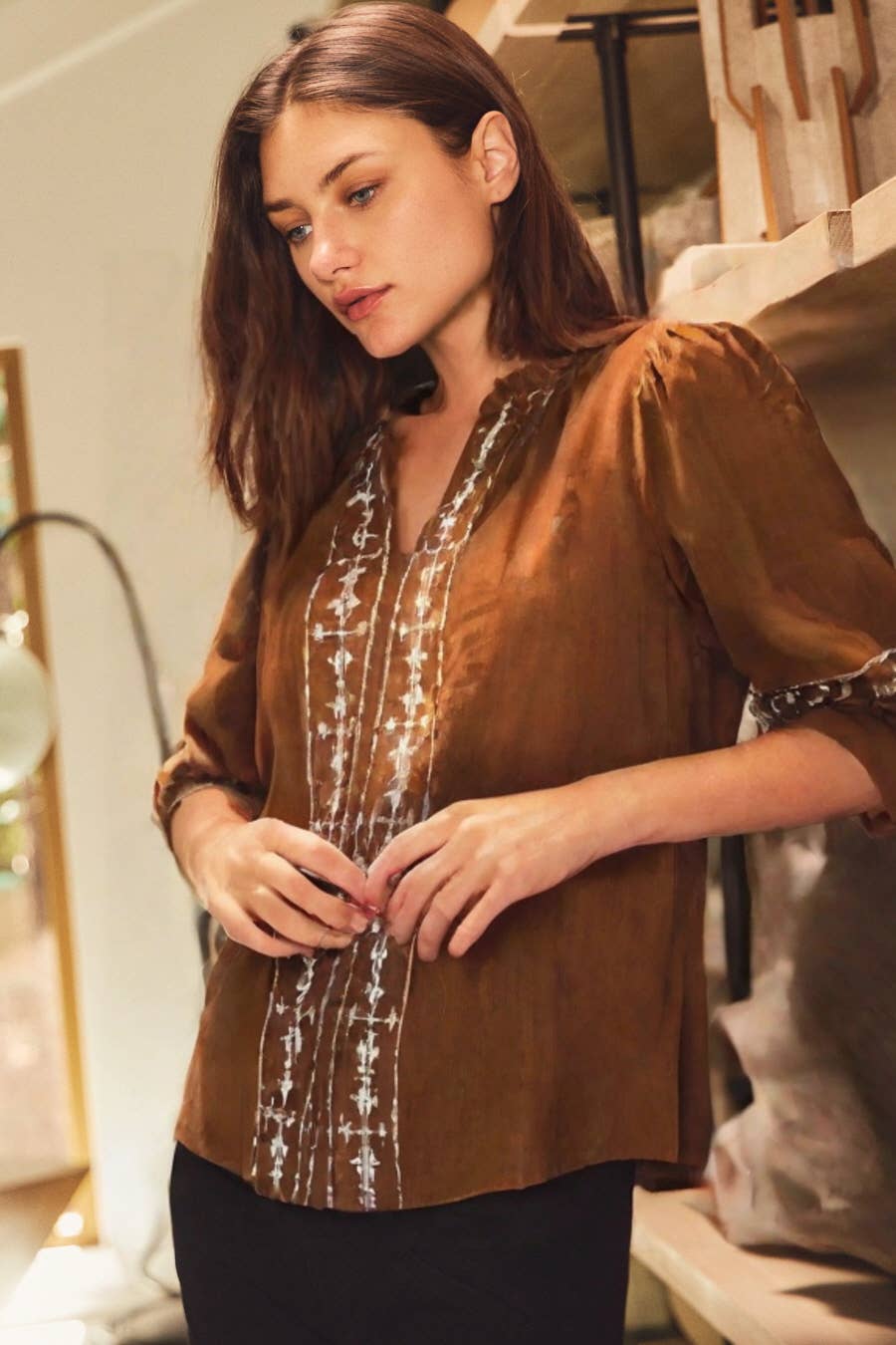 Crinkled Solid Blouse